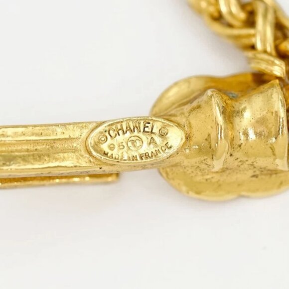 CHANEL CC Logos Filigree Ball Necklace 30" Gold Tone 95A Auth w/Box #24382 - Picture 7 of 10